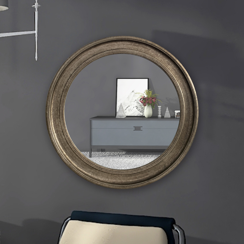 Antique Silver Round Mirror